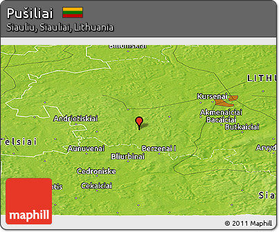 Physical Panoramic Map of Pušiliai
