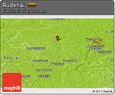Physical Panoramic Map of Rudėnai