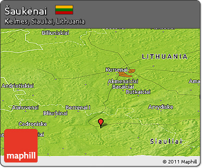 Physical Panoramic Map of Šaukėnai