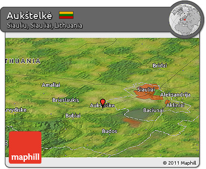Satellite Panoramic Map of Aukštelkė