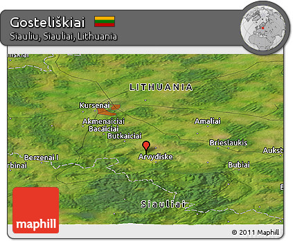 Satellite Panoramic Map of Gosteliškiai