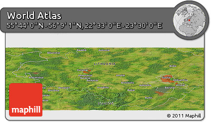 Satellite Panoramic Map of the Area around 55° 56' 31" N, 23° 1' 29" E