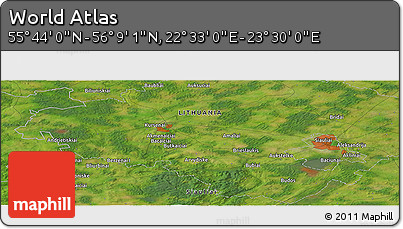 Satellite Panoramic Map of the Area around 55° 56' 31" N, 23° 1' 29" E
