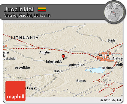 Shaded Relief Panoramic Map of Juodinkiai