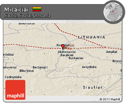 Shaded Relief Panoramic Map of Micaičiai