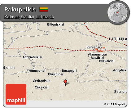Shaded Relief Panoramic Map of Pakupelkis