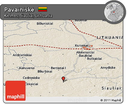 Shaded Relief Panoramic Map of Pavainiškė