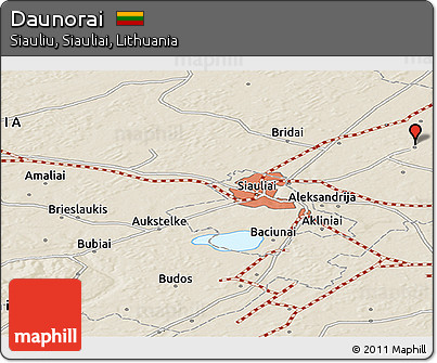 Shaded Relief Panoramic Map of Daunorai