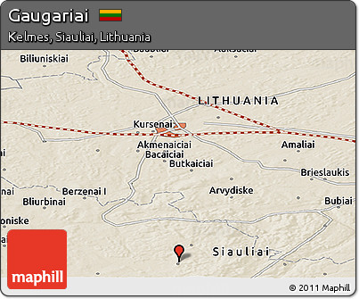 Shaded Relief Panoramic Map of Gaugariai