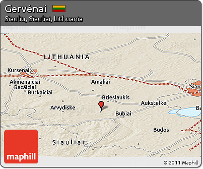 Shaded Relief Panoramic Map of Gervėnai