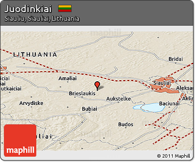Shaded Relief Panoramic Map of Juodinkiai