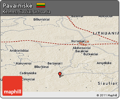 Shaded Relief Panoramic Map of Pavainiškė