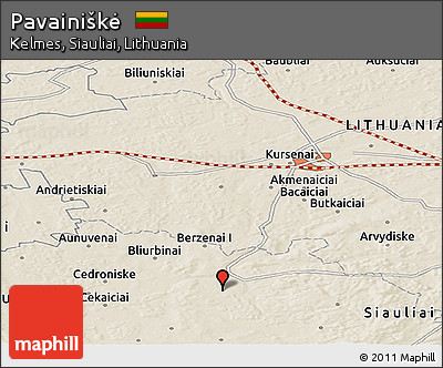 Shaded Relief Panoramic Map of Pavainiškė