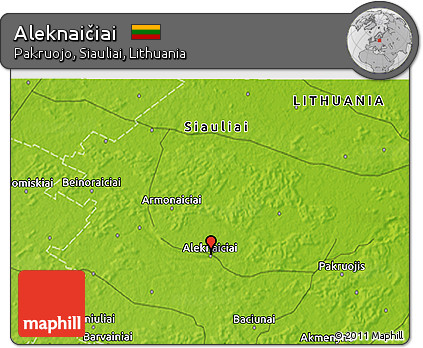 Physical 3D Map of Aleknaičiai