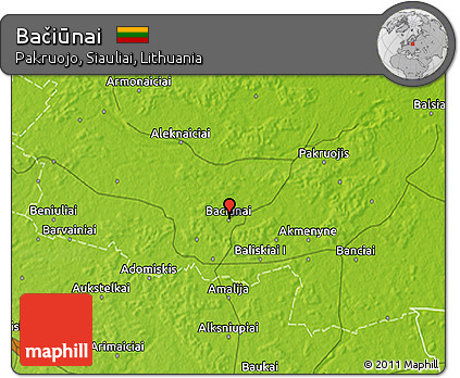 Physical 3D Map of Bačiūnai