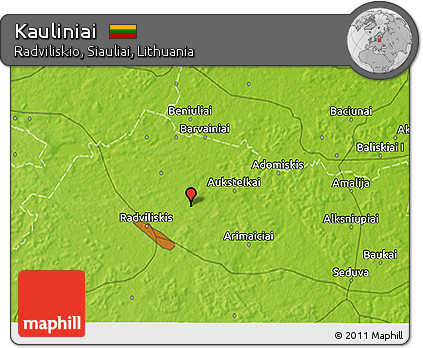 Physical 3D Map of Kauliniai