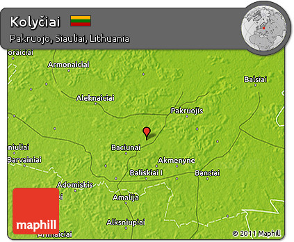 Physical 3D Map of Kolyčiai