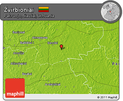 Physical 3D Map of Žvirbioniai