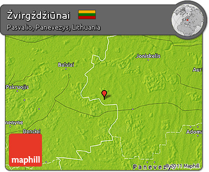 Physical 3D Map of Žvirgždžiūnai