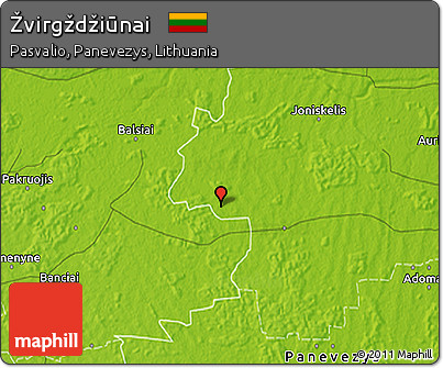 Physical 3D Map of Žvirgždžiūnai
