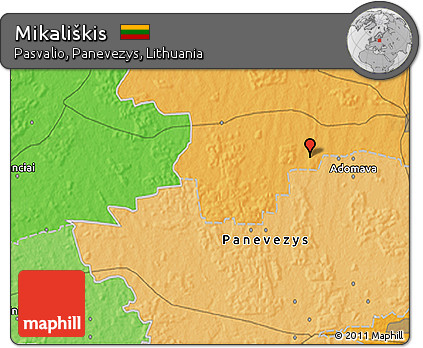 Political 3D Map of Mikališkis