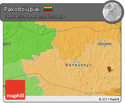 Political 3D Map of Pakodžiupiai