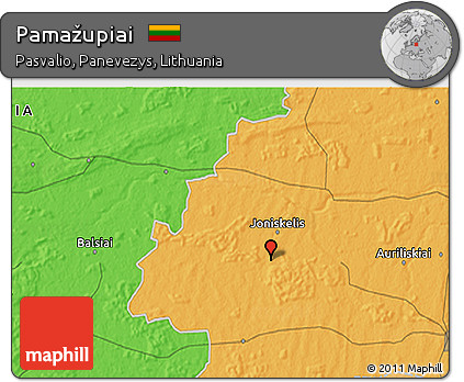 Political 3D Map of Pamažupiai