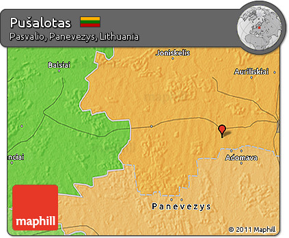 Political 3D Map of Pušalotas