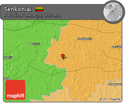 Political 3D Map of Senkoniai