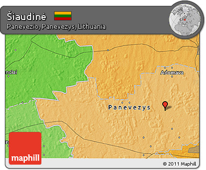 Political 3D Map of Šiaudinė