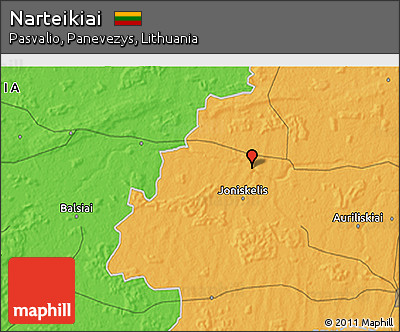 Political 3D Map of Narteikiai