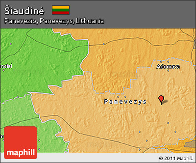 Political 3D Map of Šiaudinė