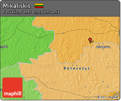 Political 3D Map of Mikališkis