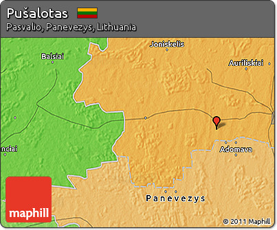 Political 3D Map of Pušalotas