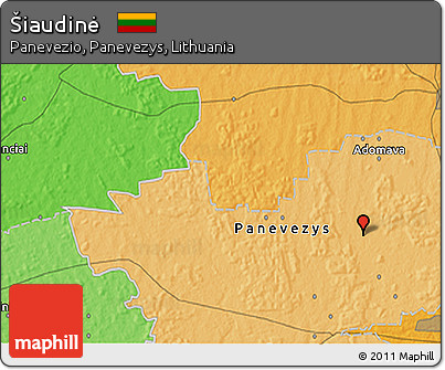 Political 3D Map of Šiaudinė