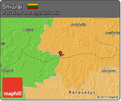 Political 3D Map of Šniūrai