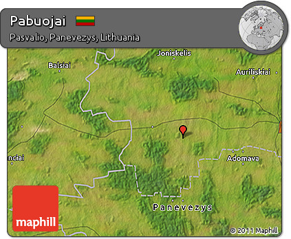 Satellite 3D Map of Pabuojai