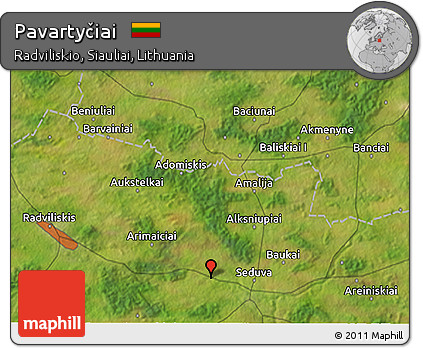 Satellite 3D Map of Pavartyčiai