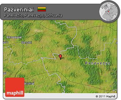 Satellite 3D Map of Pažvėriniai