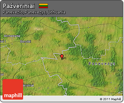 Satellite 3D Map of Pažvėriniai