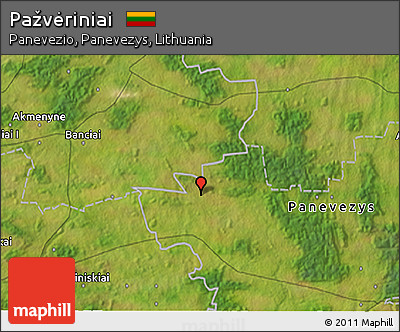 Satellite 3D Map of Pažvėriniai