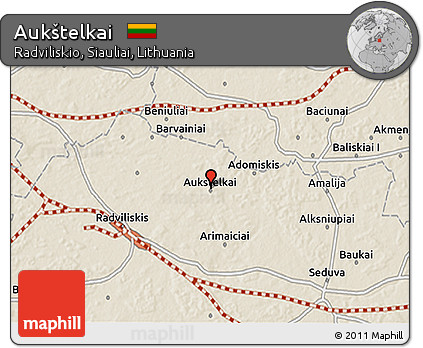 Shaded Relief 3D Map of Aukštelkai