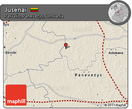 Shaded Relief 3D Map of Jusėnai