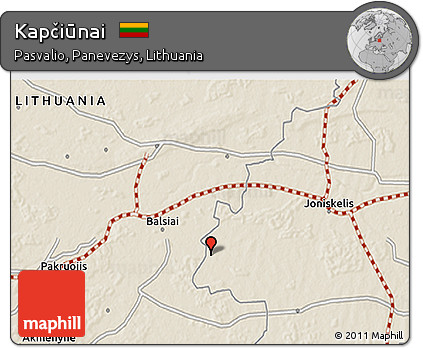 Shaded Relief 3D Map of Kapčiūnai