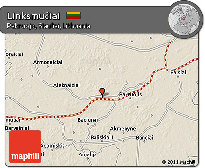 Shaded Relief 3D Map of Linksmučiai