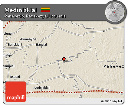 Shaded Relief 3D Map of Mediniškiai