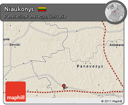 Shaded Relief 3D Map of Niaukonys