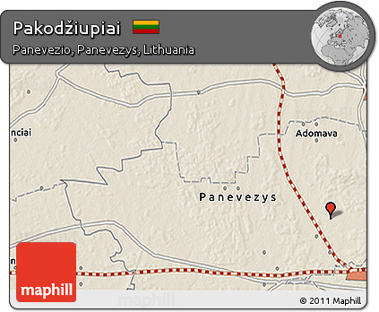Shaded Relief 3D Map of Pakodžiupiai