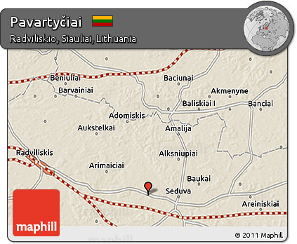 Shaded Relief 3D Map of Pavartyčiai