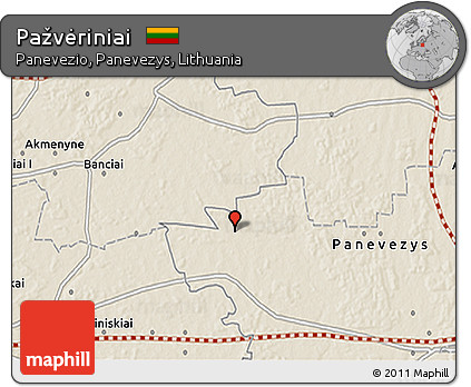 Shaded Relief 3D Map of Pažvėriniai